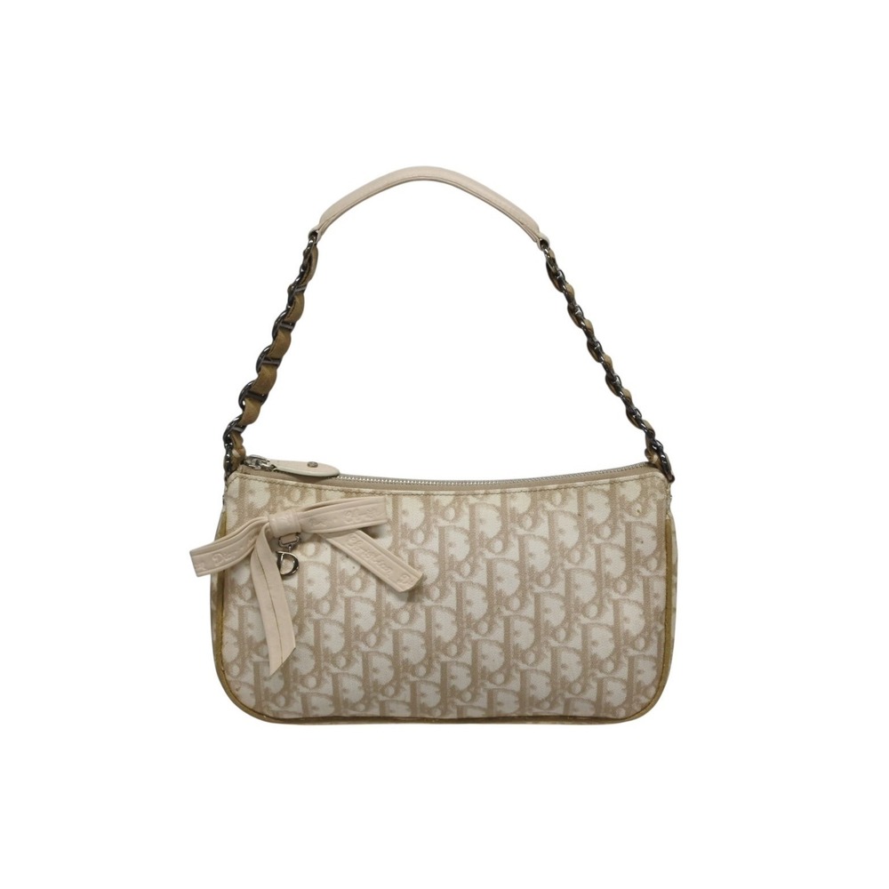 Christian Dior Trotter Romantic One Shoulder Hobo Bag Beige Tan Brown
